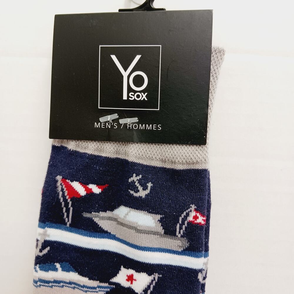 Yo Sox Socks Crew Men Women Yacht Boat Ship Anchor Sailing Nautical Flag Cruise - Picture 4 of 9